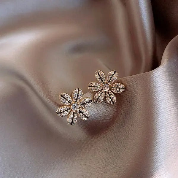 Gold Glitter Blossom Stud Earrings