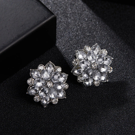 Vintage Silver Floral Crystal Earrings