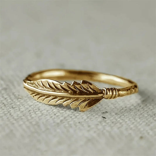 Vintage Gold Feather Ring