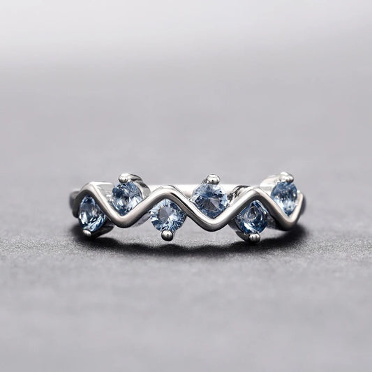 Vintage Silver Zigzag Blue Ring
