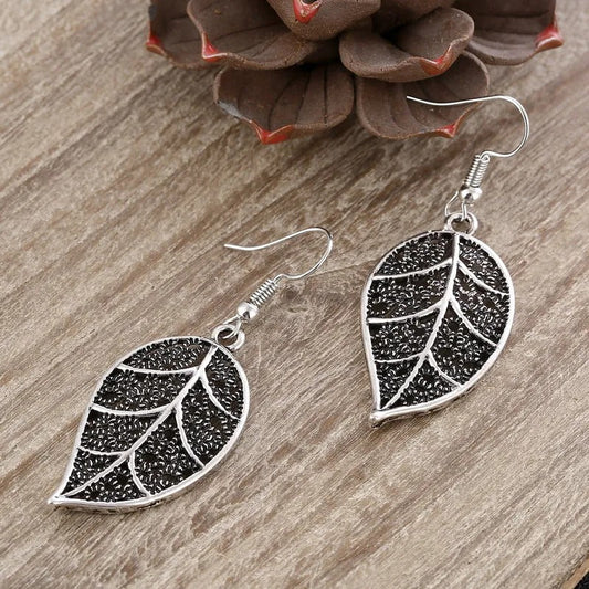 Vintage Silver Leaf Dangle Earrings