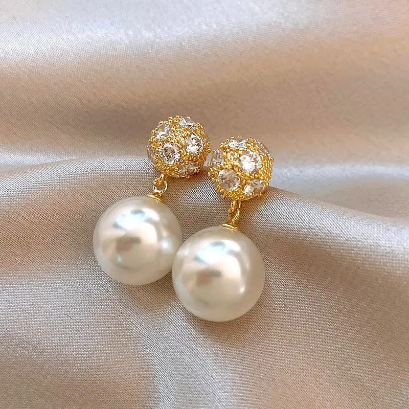 Vintage Crystal Round Ball Drop Earrings