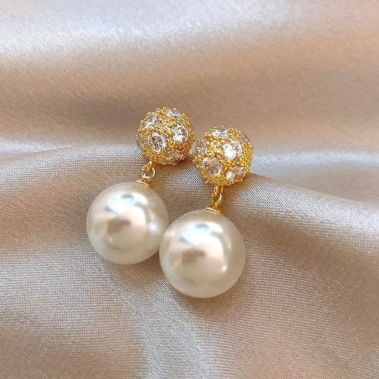 Vintage Crystal Round Ball Drop Earrings