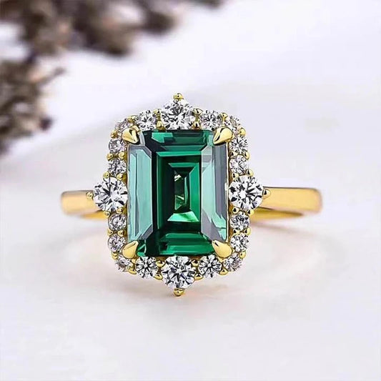 Vintage Square Green Zirconia Ring