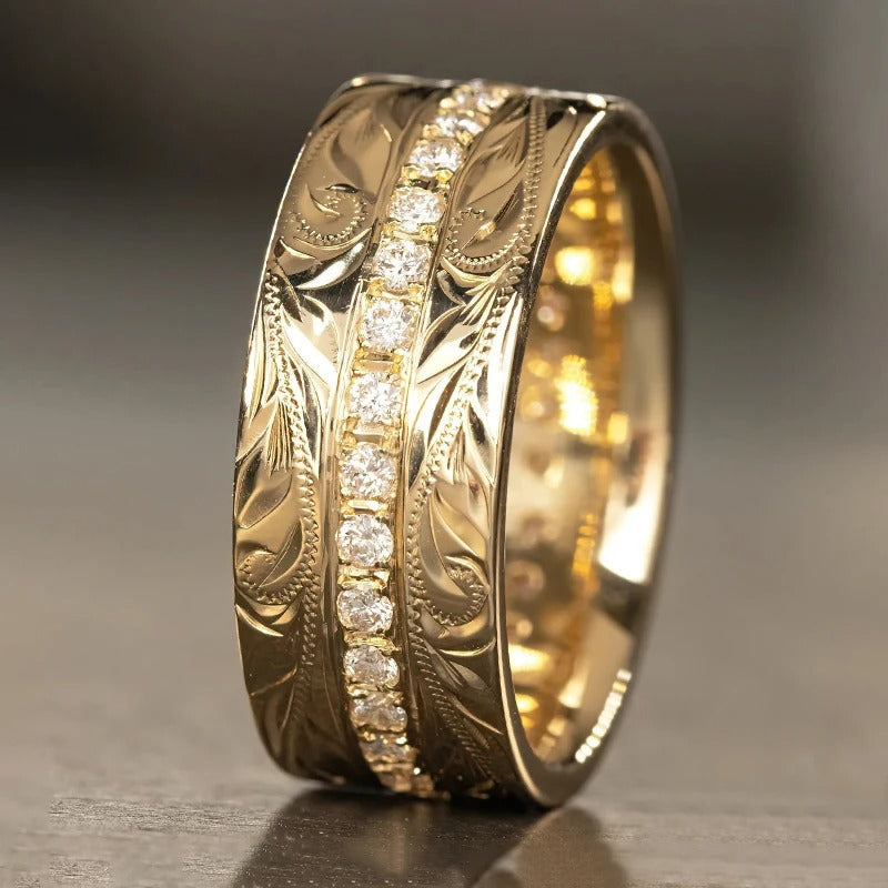 Vintage Gold Leaf Pattern Ring