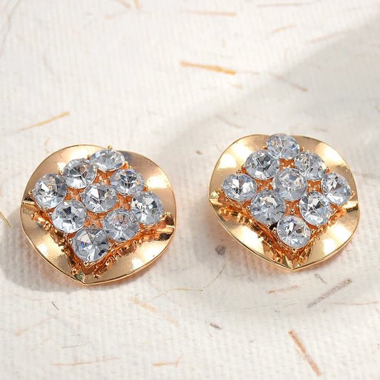 Vintage Silver Crystal Gold Earrings