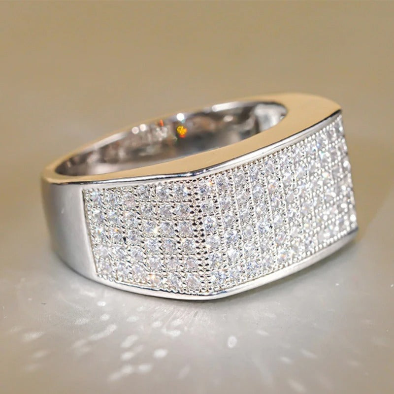Sparkling Silver Diamond Clear Ring