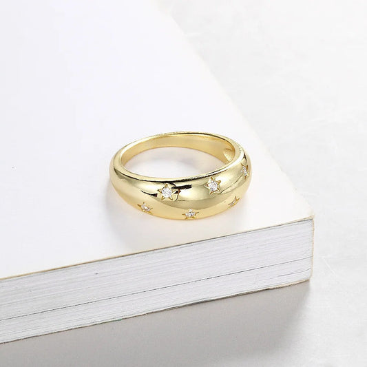 Gold Star & Sparkling Crystal Ring