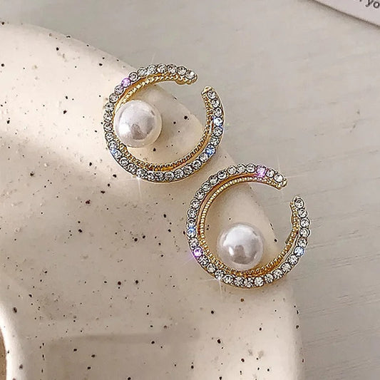 Vintage Pearl Open Round Circle Earrings