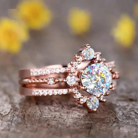 Rose Gold Sparkling Diamond Ring