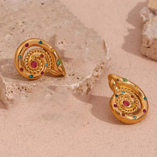 Vintage Colorful Unique Spiral Stud Earrings