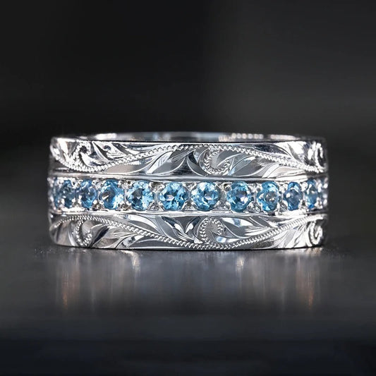 Vintage Silver Leaf Carved Ring