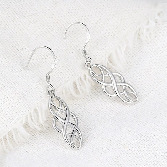Timeless Silver Interwoven Infinity Pattern Earrings