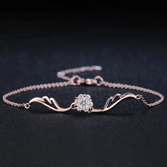 Classic Rose Gold Sparkling Crystal Flower Bracelet