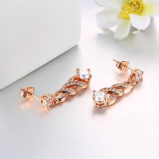 Timeless Rose Gold Sparkling Gemstone Twist Earrings