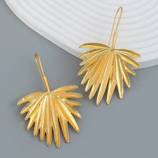 Vintage Gold Leaf Drop Earrings