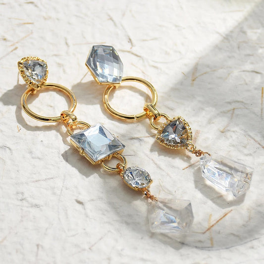 Classic Shiny Gemstone Gold Vintage Earrings