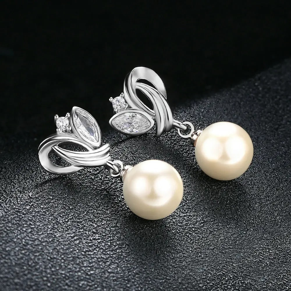 Silver Classic Pearl Drop & Vintage Flair Earrings