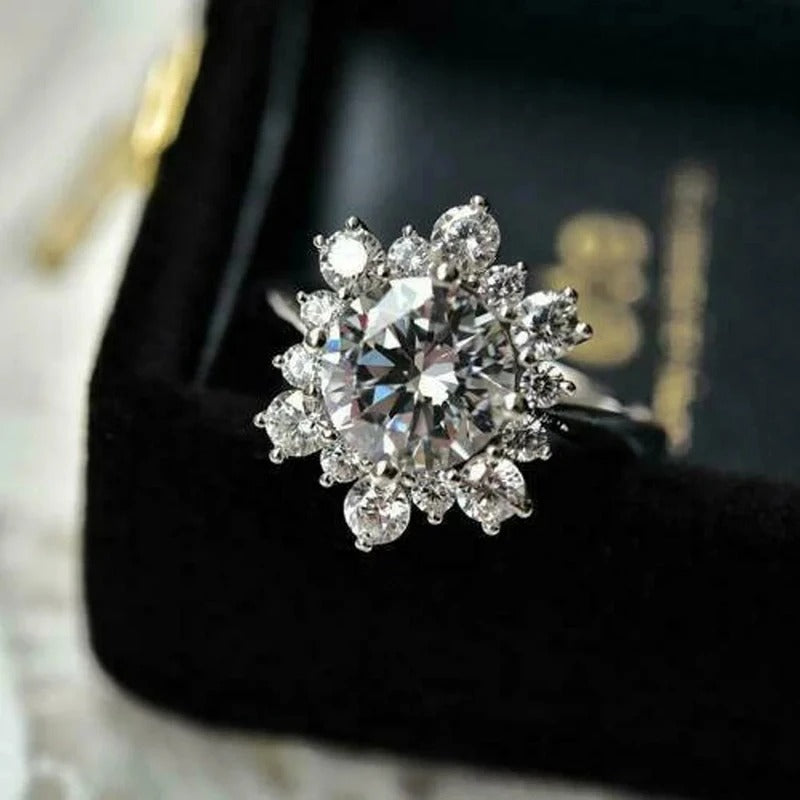 Vintage Silver Sparkle Bloom Ring