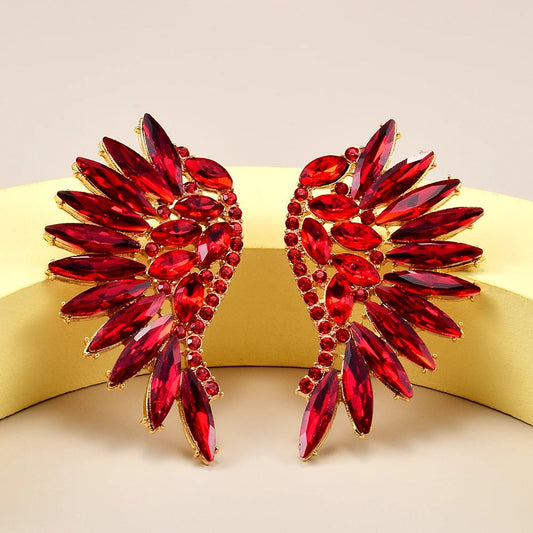 Gold Vintage Red Winged Gemstone Earrings