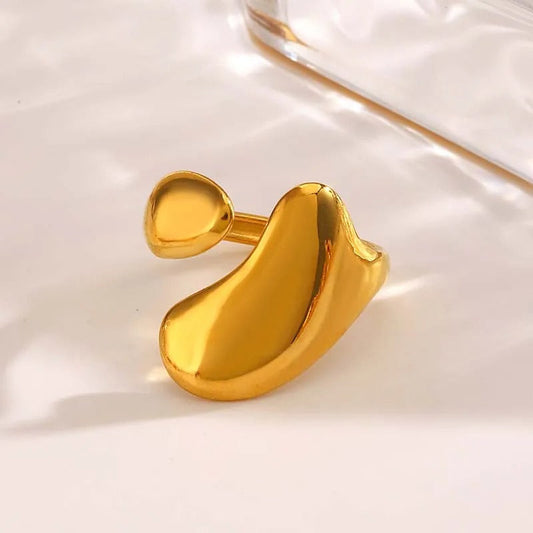 Gold Unique Abstract Shape Adjustable Ring