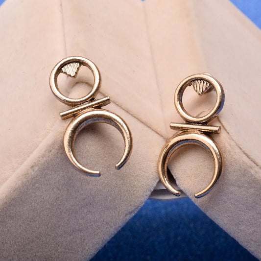 Vintage Ethnic Moon Stud Earrings