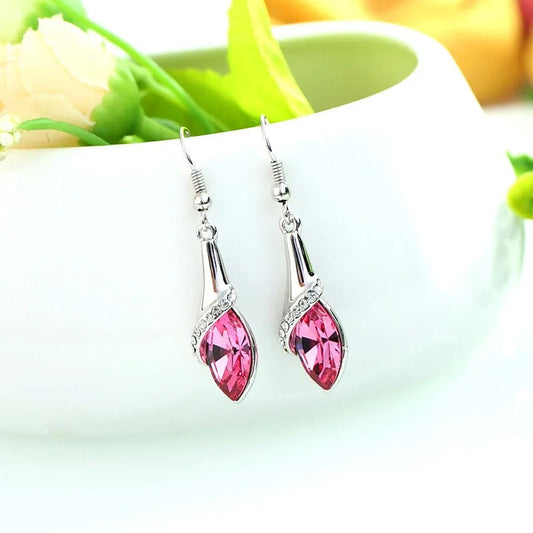Vintage Silver Pink Gemstone Earrings