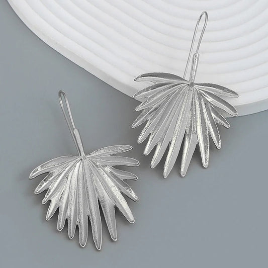 Vintage Silver Tropic Leaf Earrings