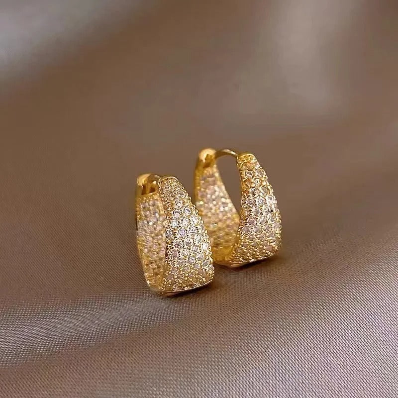 Vintage Gold Paved Crystal Huggie Earrings