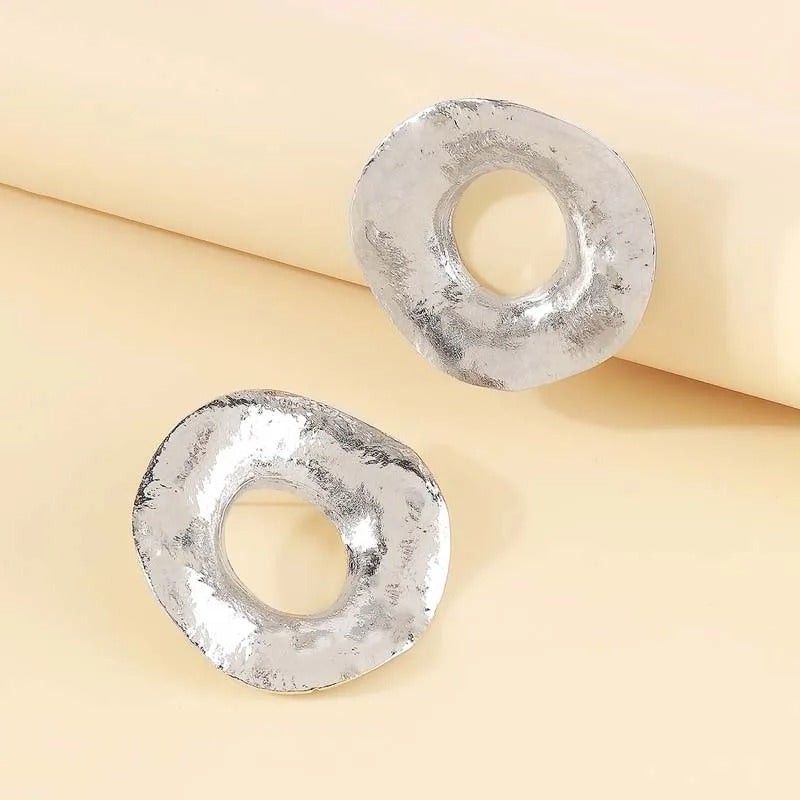 Silver Sculptural Unique Open-Circle Earrings