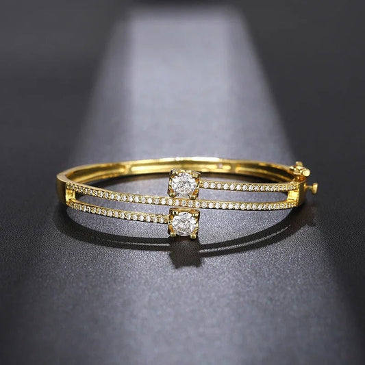 Vintage Gold Crystal Bangle Bracelet