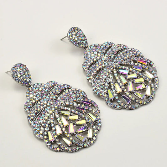 Vintage Crystal Shell Silver Earrings