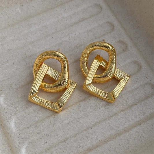 Retro Gold Interlocking Knot Earrings
