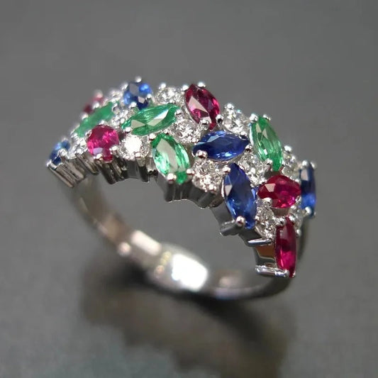 Vintage Dazzling Multi-Stone Colorful Ring