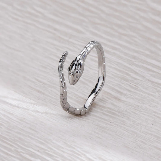 Timeless Silver Serpent Design Adjustable Ring