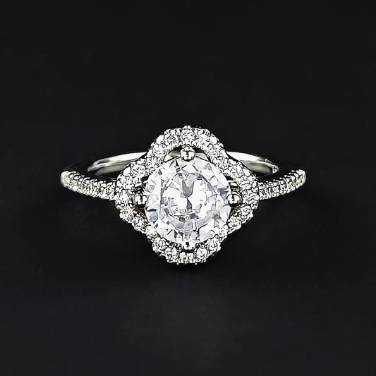 Vintage Silver & Floral Gemstone Diamond Ring