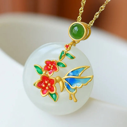 Timeless Gold Floral & Butterfly Round Necklace