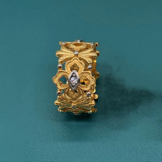 Classic Gold & Silver Marquise Floral Adjustable Ring