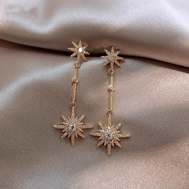 Vintage Gold & Crystal Star Earrings