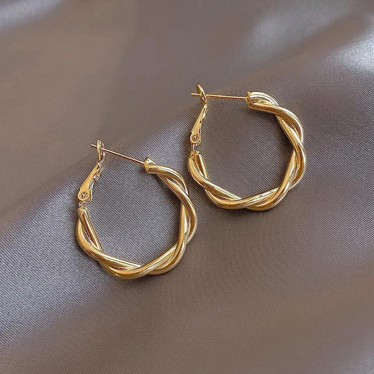 Classic Gold & Twisted Circle Earrings