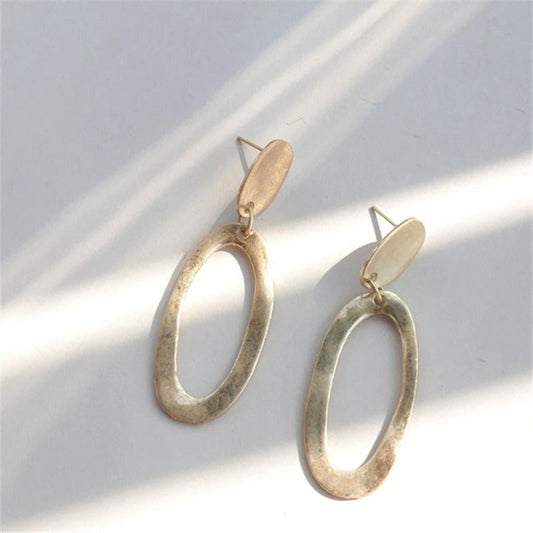 Classic Gold Oval Dangle Earrings
