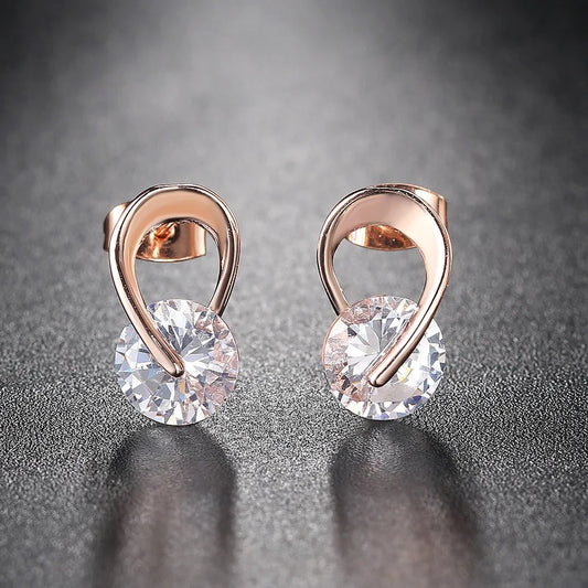 Timeless Rose Gold & Clear Crystal Loop Earrings