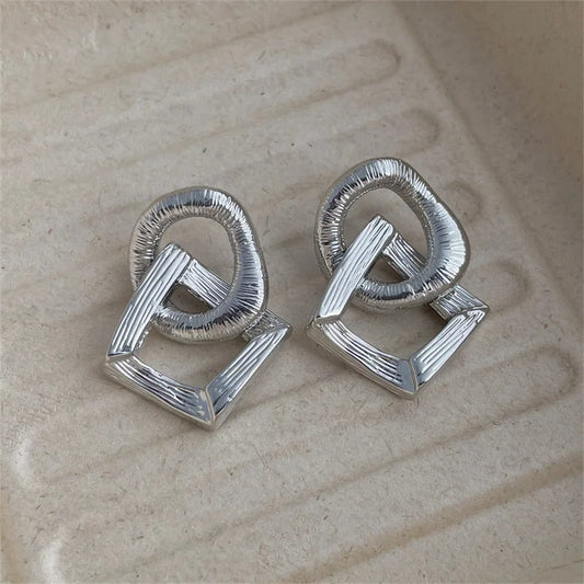 Vintage Silver Geometric Knot Earrings