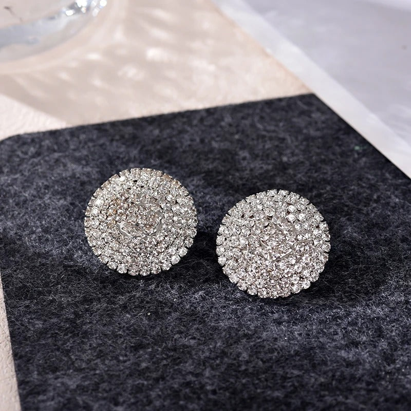 Vintage Silver Crystal Stud Earrings