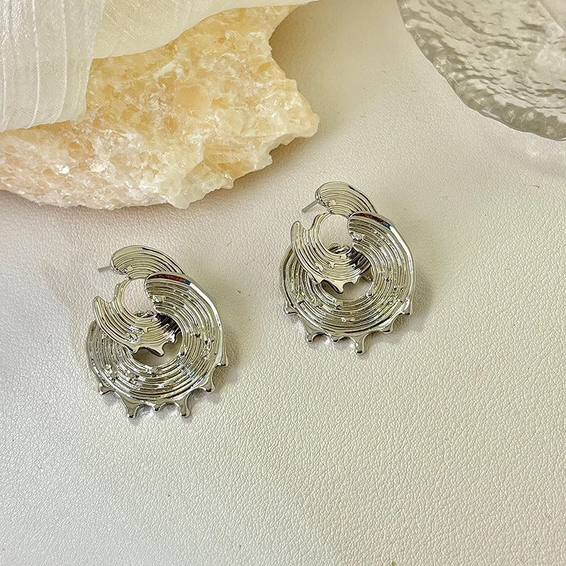 Vintage Silver Sculpted Swirl Earrings