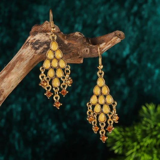 Vintage Gold & Yellow Tassel Earrings
