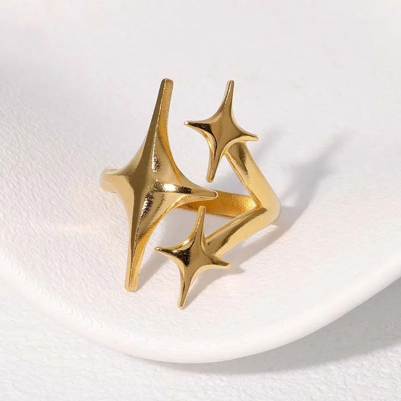 Gold Multi-Star Sculptural Adjustable Ring