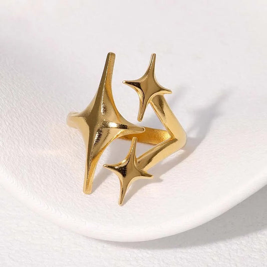 Gold Multi-Star Sculptural Adjustable Ring