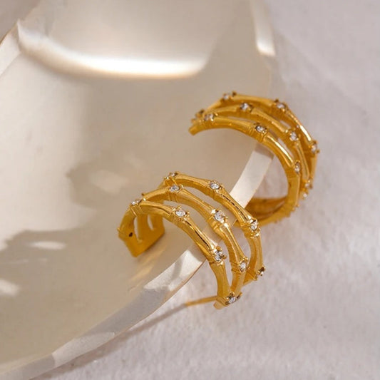 Vintage Glam Gold Hoop Earrings