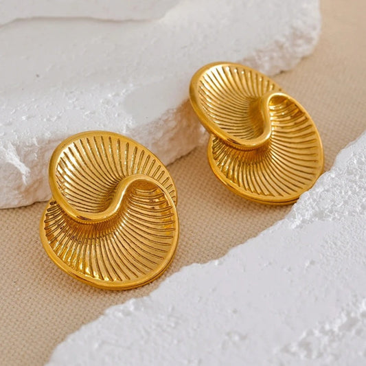 Gold Abstract Swirl Statement Earrings